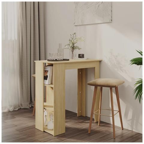 Lusso Casadino -  Tavolino Da Bar Con Ripiani Sonoma 102x50x103,5cm In Truciolato - Foto 8