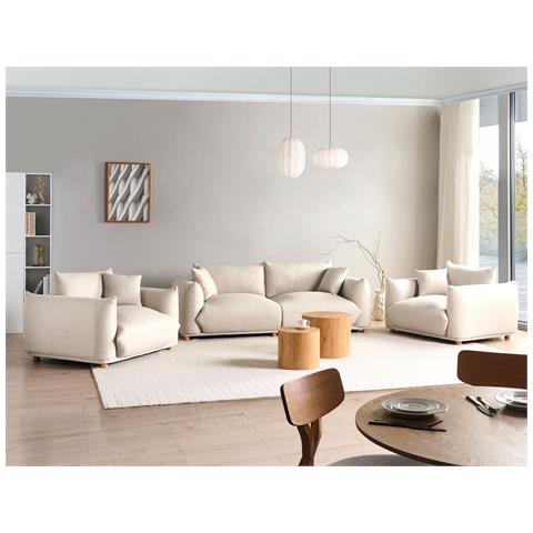 Set Da Salotto 5 Posti Luvos Tessuto Beige Chiaro - Foto 1
