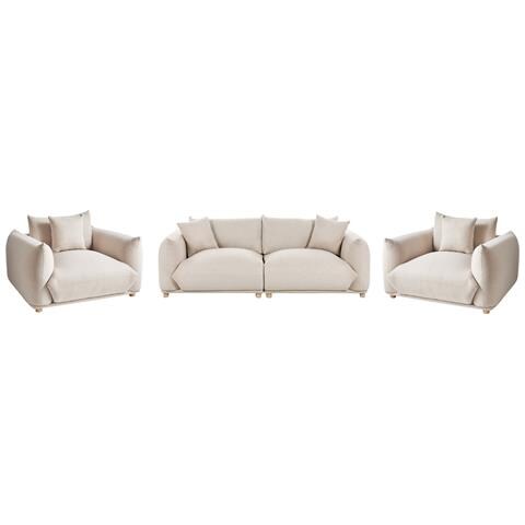 Set Da Salotto 5 Posti Luvos Tessuto Beige Chiaro - Foto 8