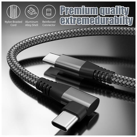 Caricatore Usb-c Con Connettore Ad Angolo Ricarica Rapida Pd Da 60 W Black 1 M - Foto 2