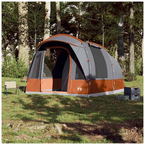 Tenda da Campeggio a Tunnel per 3 Persone Grigio e Arancione - Foto 2
