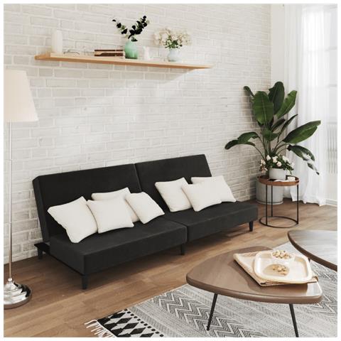 Divano Letto a 2 Posti Nero in Velluto - Foto 2