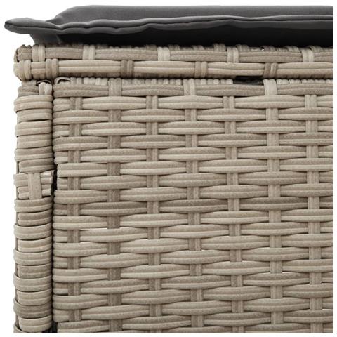 Lettino con Tavolo e Cuscino Grigio Chiaro in Polyrattan - Foto 9