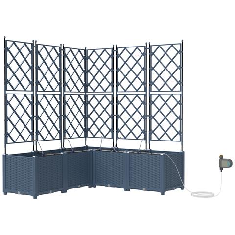 Fioriere da Giardino con Sistema di Irrigazione 5 pz Grigio - Foto 1