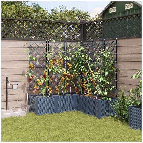 Fioriere da Giardino con Sistema di Irrigazione 5 pz Grigio - Foto 2