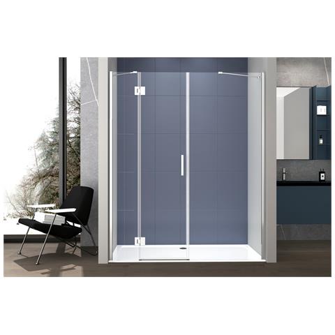 Box Doccia 2 Lati 80x80 Cm Fisso + Porta Un Battente H200 Cm Cristallo 6mm Profilo Cromato Pippo - Foto 2