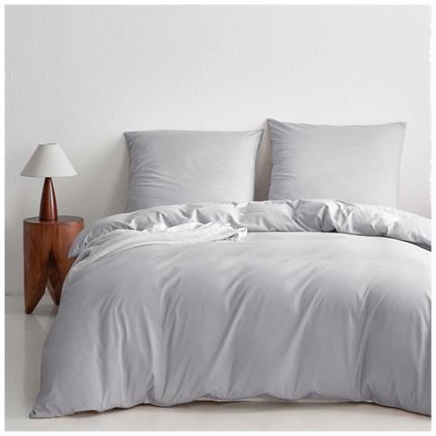 Set Biancheria Da Letto 200x200 Cm 2 Cuscini 80x80 Cm In Microfibra Grigio Chiaro - Foto 1