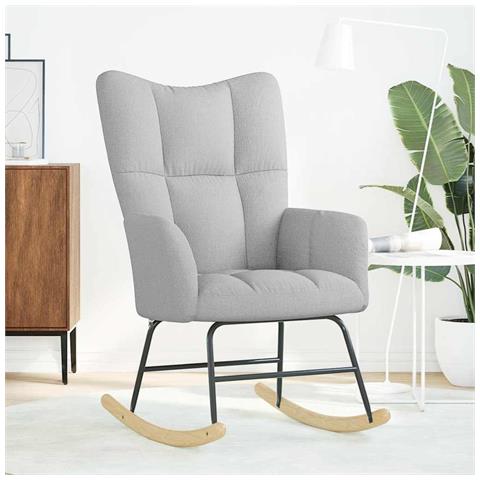 Sedia a Dondolo Grigio Nuvola in Tessuto - Foto 2