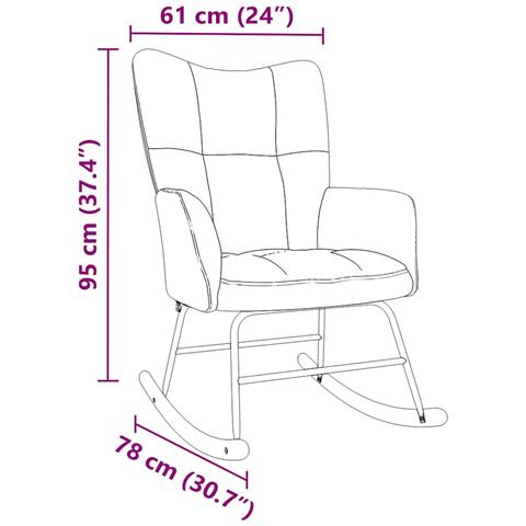 Sedia a Dondolo Grigio Nuvola in Tessuto - Foto 9