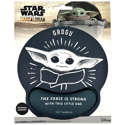 Tappetino Per Mouse Ergonomico Xxl Design Grogu Yoda Con Poggiapolsi, Blu - Foto 2