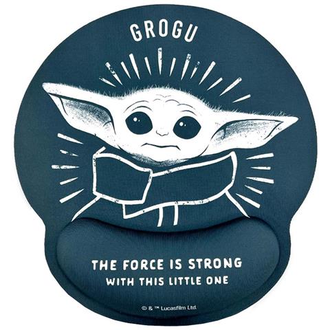 Tappetino Per Mouse Ergonomico Xxl Design Grogu Yoda Con Poggiapolsi, Blu - Foto 1