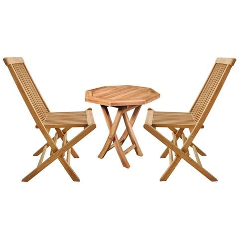 Salento - Set Tavolo E Sedie Pieghevoli In Teak - Arredamento Da Giardino - Tavolo Ottagonale Diametro 53 Cm - Arredamento Da Esterno/interno - Foto 1