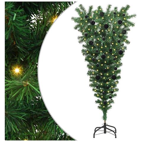 Albero di Natale artificiale pre-illuminato rovesciato con set di palline - Foto 1
