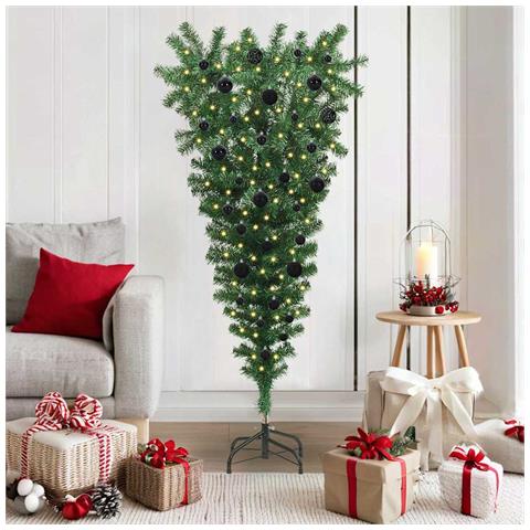 Albero di Natale artificiale pre-illuminato rovesciato con set di palline - Foto 2