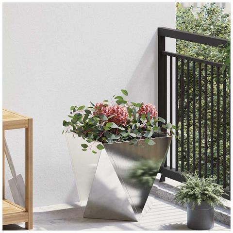 Fioriera Argento 40 x 40 x 40 cm Acciaio inossidabile - Foto 2