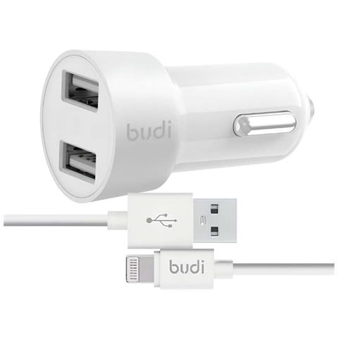 Caricatore Per Auto Usb-a Da 24 W Con Indicatore Led E Cavo Usb A Lightning 1,2 Milioni, Bianco - Foto 1