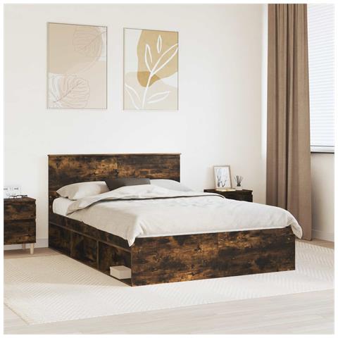 Struttura del letto Rovere fumé 160 x 200 cm Legno multistrato - Foto 2