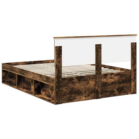 Struttura del letto Rovere fumé 160 x 200 cm Legno multistrato - Foto 9