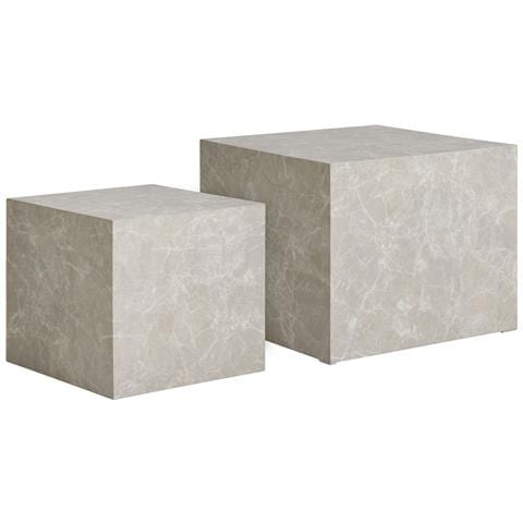 Tavolini Da Caffè Prague Effetto Marmo Beige — Set Di 2, Ø40×36 E Ø50×40 Cm - Foto 1