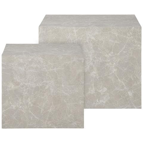 Tavolini Da Caffè Prague Effetto Marmo Beige — Set Di 2, Ø40×36 E Ø50×40 Cm - Foto 2