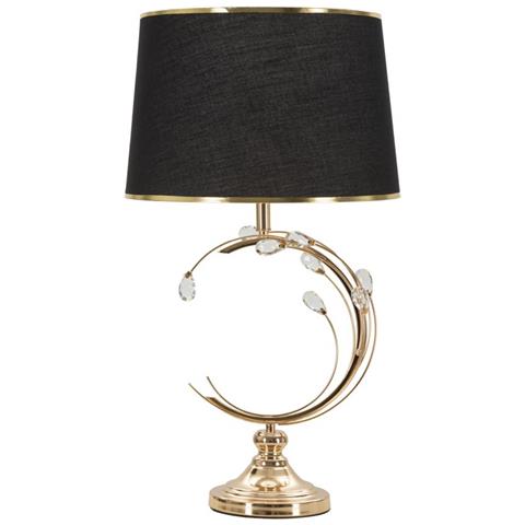 Lampada Da Tavolo Bruxelles In Metallo Nero E Oro Con Paralume In Tessuto — Ø 36 Cm - Foto 1