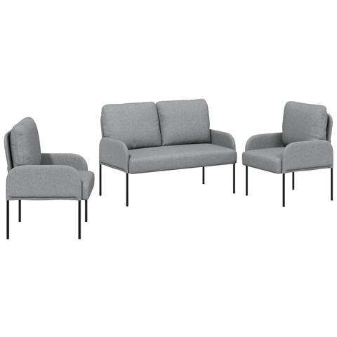 Set divani con cuscino 3 pcs Grigio chiaro 115 x 56 x 80 cm - Foto 1