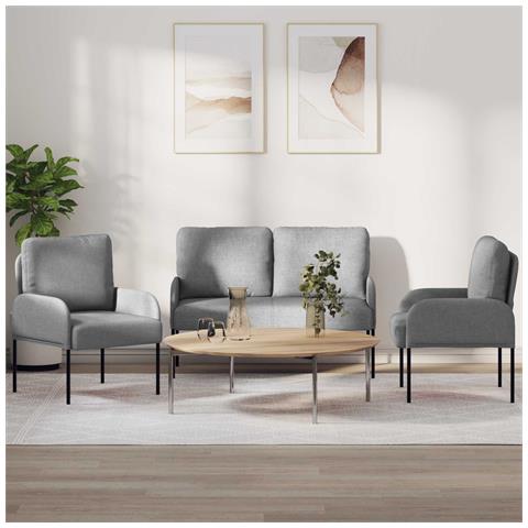 Set divani con cuscino 3 pcs Grigio chiaro 115 x 56 x 80 cm - Foto 2
