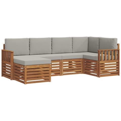 Set divani con cuscino 6 pcs Grigio Naturale e Chiaro - Foto 1