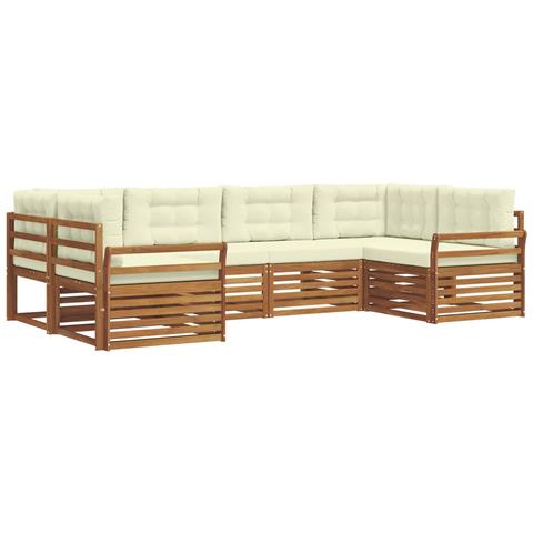 Set divani 6 pcs Naturale e Crema Legno di Acacia Massello - Foto 1