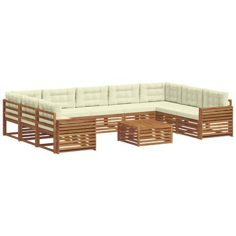 Set divani 10 pcs Naturale e Crema Legno di Acacia Massello - Foto 1