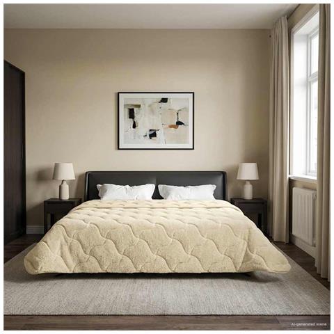 Duvet Estivo Crema 200 x 240 cm Microfibra e Fleece Teddy - Foto 2