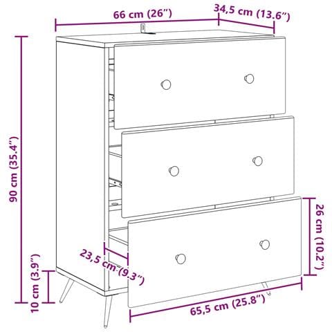 Mobile con Cassetti Legno antico 66 x 34,5 x 90 cm - Foto 9