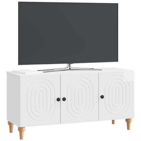 Mobile TV Bianco Lucido 99 x 34,5 x 50 cm Legno ingegnerizzato - Foto 2