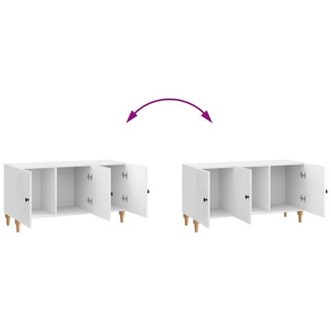 Mobile TV Bianco Lucido 99 x 34,5 x 50 cm Legno ingegnerizzato - Foto 9