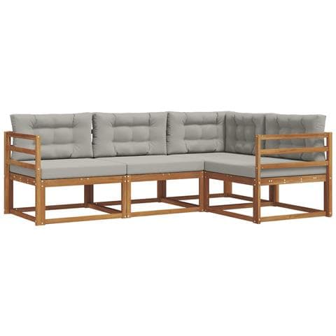 Set di divani da esterno 4 pcs Grigio Naturale e Chiaro - Foto 1