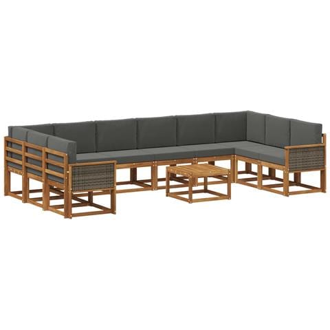 Set di divani da esterno 11 pcs Naturale e Antracite - Foto 1