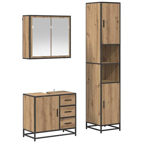 Set di mobili per il bagno con porta 3 pcs Rovere artigianale - Foto 1