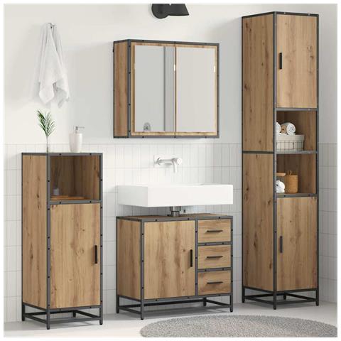 Set di mobili per il bagno con porta 3 pcs Rovere artigianale - Foto 2