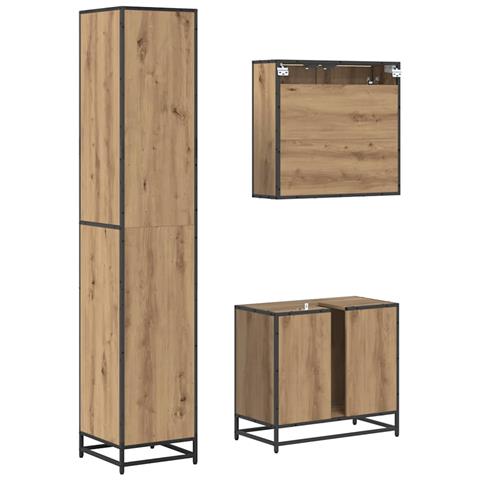 Set di mobili per il bagno con porta 3 pcs Rovere artigianale - Foto 9
