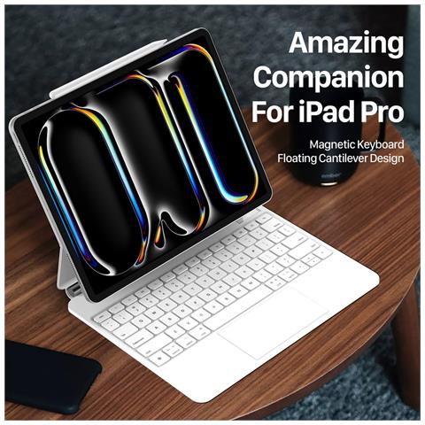 Custodia con Tastiera per Apple iPad Pro 13 - Pelle, Bianco - Foto 2