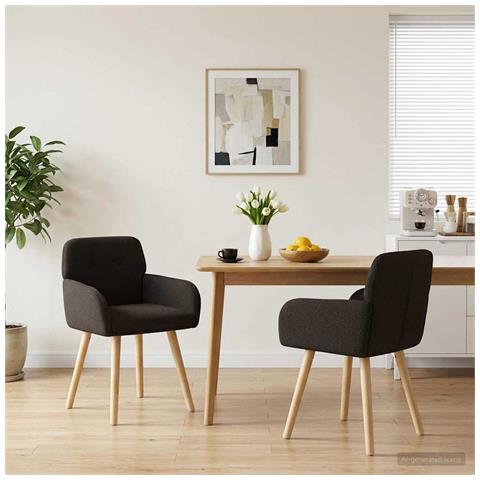 Sedie da pranzo 2 pcs Bouclé Nero 59 x 57 x 85 cm - Foto 2