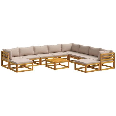 Set di divani 11 pz Naturale Legno di Acacia Massello - Foto 1