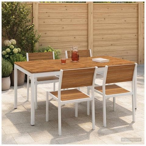 Tavolo da cena da giardino Naturale e Bianco 147 x 88,5 x 75 cm - Foto 2