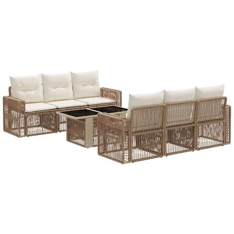Set Divano da Giardino 7 pz Beige e Bianco Crema polyrattan - Foto 1