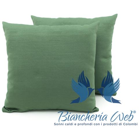 Coppia Cuscini Arredo Imbottiti Tessuto Ottoman In Tinta Unita Colore Verde 07 50x50 Verde 07 - Foto 1