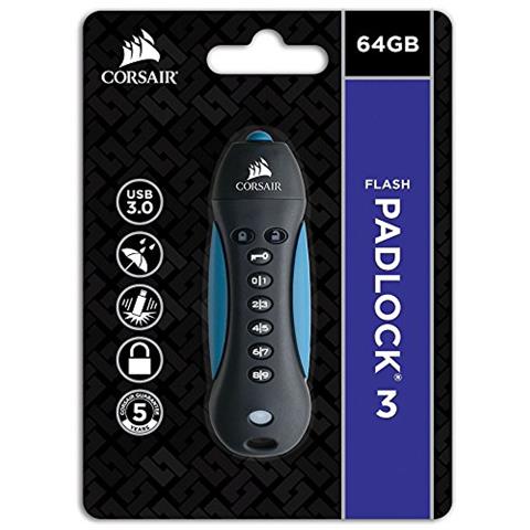 Chiavetta USB 64 GB Padlock 3 Interfaccia USB 3.0 Colore Nero e Blu - Foto 2