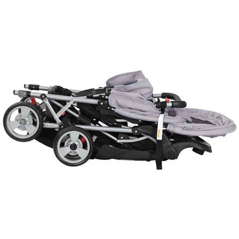 Passeggino Gemellare A Tandem In Acciaio Grigio E Nero - Foto 2