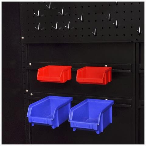 Armadio Portautensili 2 Ante Acciaio 90x40x180 Cm Nero E Rosso - Foto 8