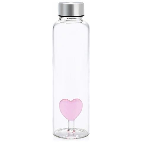 BALVI Bottiglia Love Acqua 0 5 Lt Tappo In Acciaio Inox Ideale Per Comodino E Ufficio Borosilicato 23 Cm