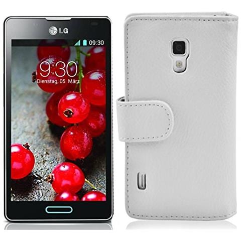 Custodia Compatibile Con Lg Optimus L7 Ii In Magnesio Bianco - Coperchio Protettivo In Ecopelle Testurizzata E Tasca Per Carte Di Credito - Foto 2